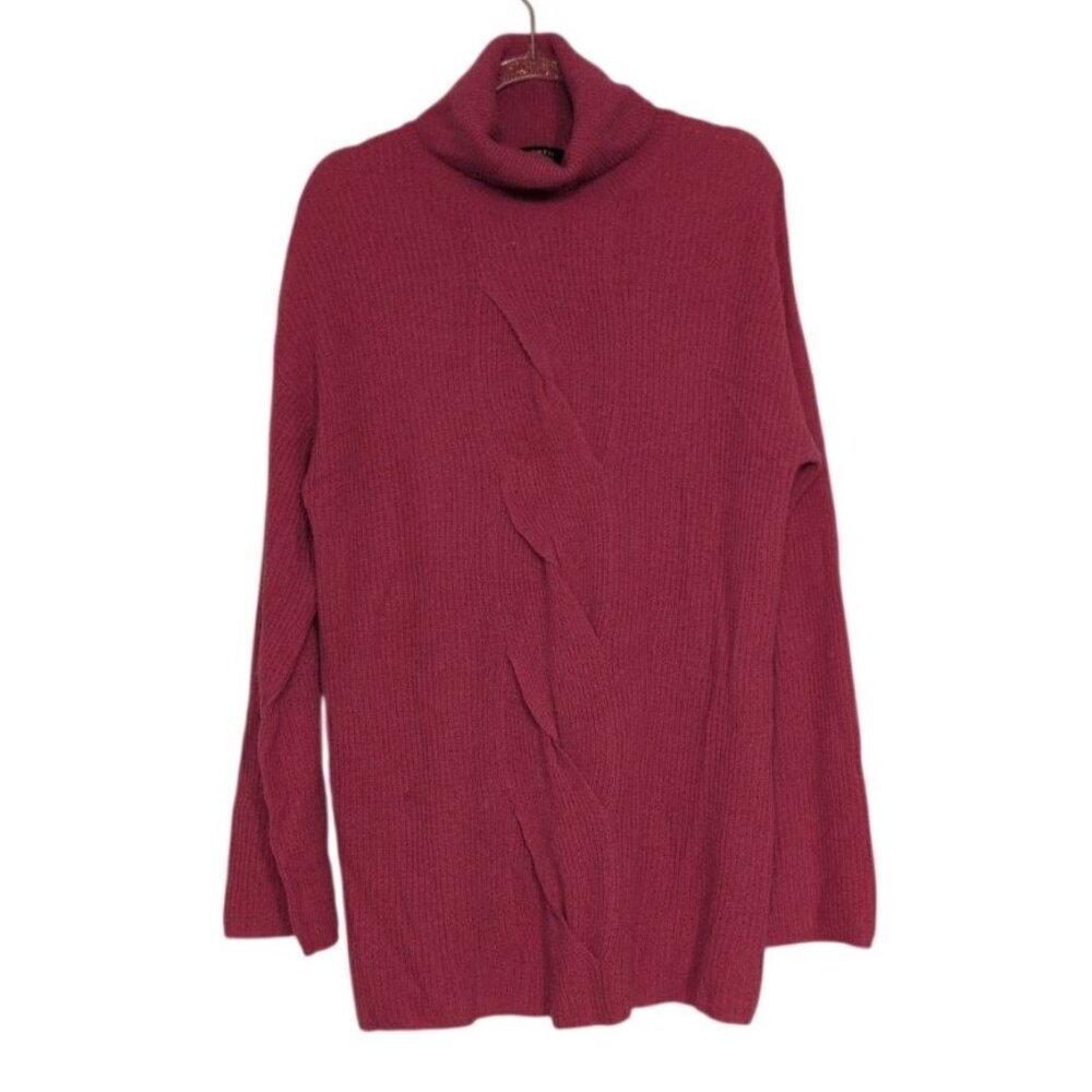 Worth New York Wool Cashmere Turtleneck Womens Size Small Center Twist Detail